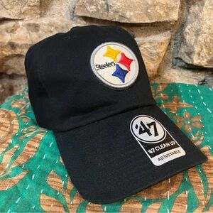 NWT NFL Pittsburgh Steelers ‘47 Clean Up Black Adjustable Cap